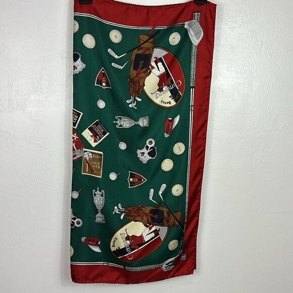 Made In Italy 100% Silk Lightweight Golf Print Square Scarf - Picture 2 of 6